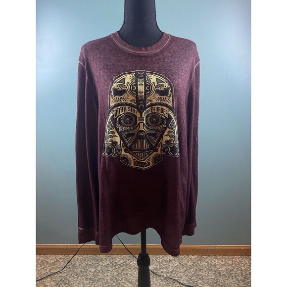 Star Wars Unisex Medium Burgundy Darth Vader Henley‎ Long Sleeve - Picture 1 of 6